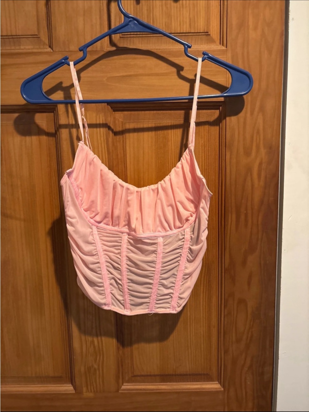 Pink Ruched Corset-Style Cami Top - Women